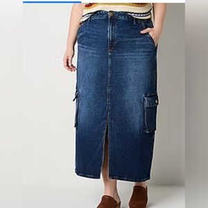 a.n.a Cargo Womens High Rise Long Denim Skirt-Plus size New With Tags